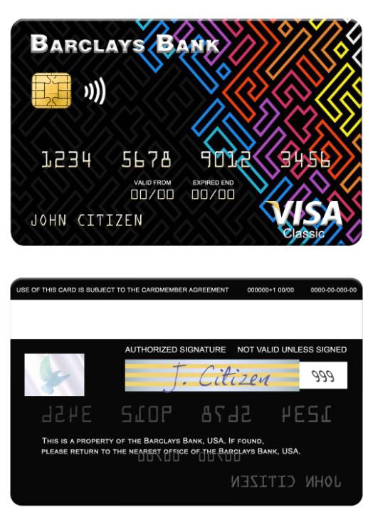 USA Barclays Bank visa card